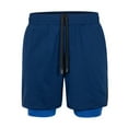 thumbnail image 1 of hoksml Mens Exercise Shorts 2 in 1 Compression Liner Sports Running Shorts Elastic Waist Drawstring Solid Color Fitness Training Jogging Shorts Summer Lightweight Beach Shorts, 1 of 2