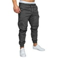 thumbnail image 1 of hoksml Mens Joggers Sports Pants Cotton Hiking Tactical Pants Solid Color Elastic Waist Drawstring Cargo Pants Sweatpants Trousers with Multi Pockets, 1 of 7