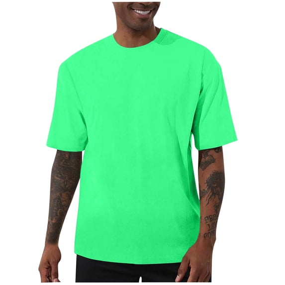 hoksml Mens Oversized Solid Color Crew Neck T Shirts Short Sleeve Casual Tees for Daily Wear