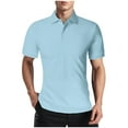 thumbnail image 1 of hoksml Mens Polo Shirt Solid Color Collared Button Lapel Top Hook Buckle T-shirt Short Sleeved Top Summer Comfortable Breathable Tee Shirts Elastic Cuffs, 1 of 6