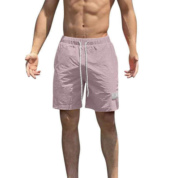hoksml Mens Shorts Solid Color Nylon Sports Shorts Outdoor Versatile And Casual Five Quarter Pants Elastic Waist Drawstring Lightweight Breathable Shorts