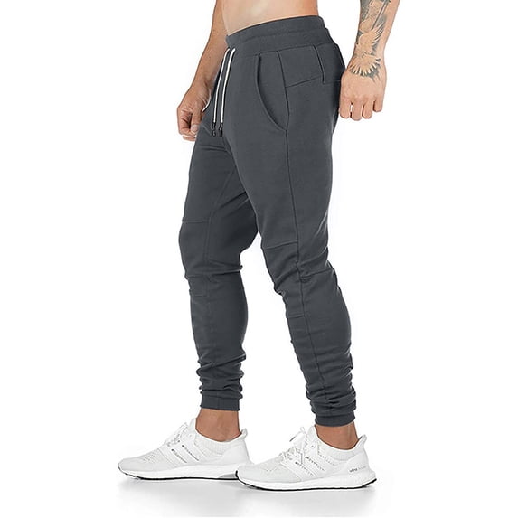 hoksml Mens Sweatpants Drawstring Zipper Pocket Running Fitness Pants Clearance
