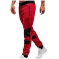 thumbnail image 1 of hoksml Mens Sweatpants with Zipper Pockets Solid Color Drawstring Elastic Waist Color-blocked Length Joggers, 1 of 5