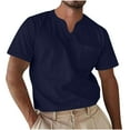 thumbnail image 1 of hoksml Mens T-shirts Casual Loose Solid Color Slit Neck Short Sleeved V-neck Pocket Top/Shirt Summer Lightweight Athletic Running Tee Shirts, 1 of 5