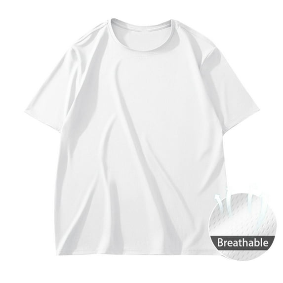 hoksml Mens T-shirts Summer Lightweight Solid Color Round Neck Short Sleeved Large Size Half Sleeved Top Fitness Sports Running Tee Shirts
