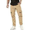 thumbnail image 1 of hoksml Mens Travel Pants with Zipper Pockets Drawstring Elastic Waist Cargo Pants Solid Color Straight Leg Work Pants, 1 of 9