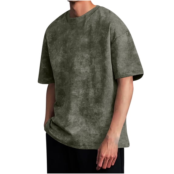 hoksml Mens Vintage Washed T Shirts Loose Fit Crew Neck Short Sleeve Tops with Multi Color Options
