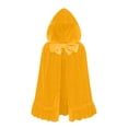 thumbnail image 1 of hoksml Mid Length Hooded Velvet Cloak with Bow Tie Ruffle Hem for Halloween Christmas Cosplay Cape Party Dress Up, 1 of 9