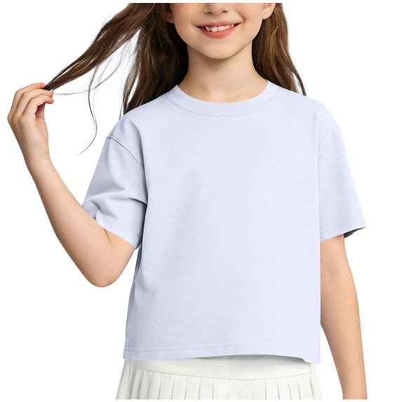 hoksml Oversized Drop Shoulder T-Shirt for Big Kids, Unisex Solid Color Short Sleeve Top Summer Minimalist Pullover for Boys and Girls