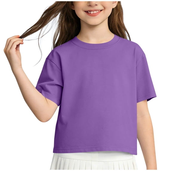 hoksml Oversized Drop Shoulder T-Shirt for Big Kids, Unisex Solid Color Short Sleeve Top Summer Minimalist Pullover for Boys and Girls