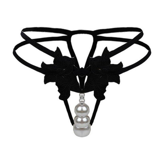hoksml Pearl G-String Thong for Women Low Rise Sensual Lingerie with Pearls Pearl Accented Underwear