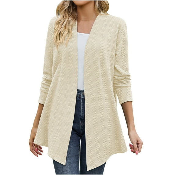 hoksml Plus Size Cardigan For Women Casual Long Sleeve Open Front Fashion Solid Color Loose Jackets Winter Warm Coats