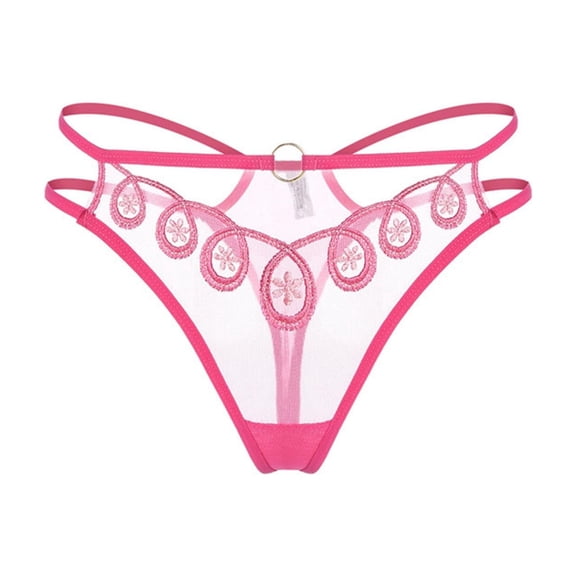 hoksml Plus Size Transparent Crotch Thong for Women Sheer See-Through Lingerie with Massage Pearls Underwear