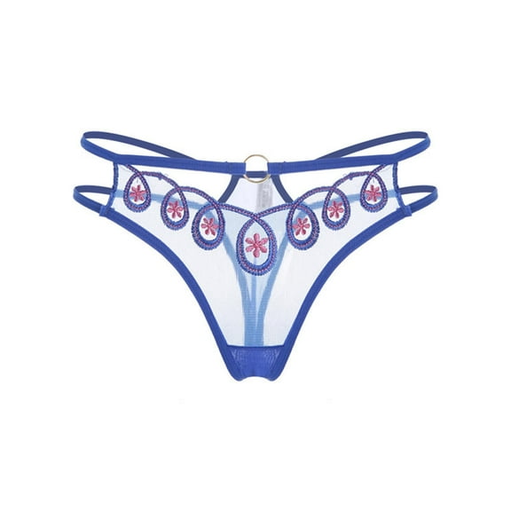 hoksml Plus Size Transparent Crotch Thong for Women Sheer See-Through Lingerie with Massage Pearls Underwear