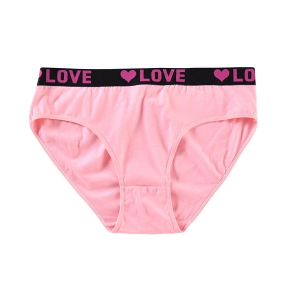 hoksml Plus Size Women's High-Waist Underwear - Breathable Lightweight Panties with Heart Letter Print, All-Day Comfort