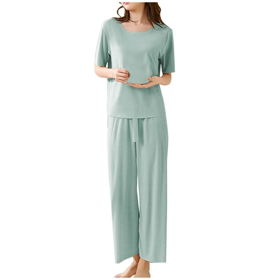 hoksml Plus Size Womens Pajama Sets Ice Silk Couple Short Sleeve Top and Long Pants Cooling Sleepwear Loungewear Set L-4XL