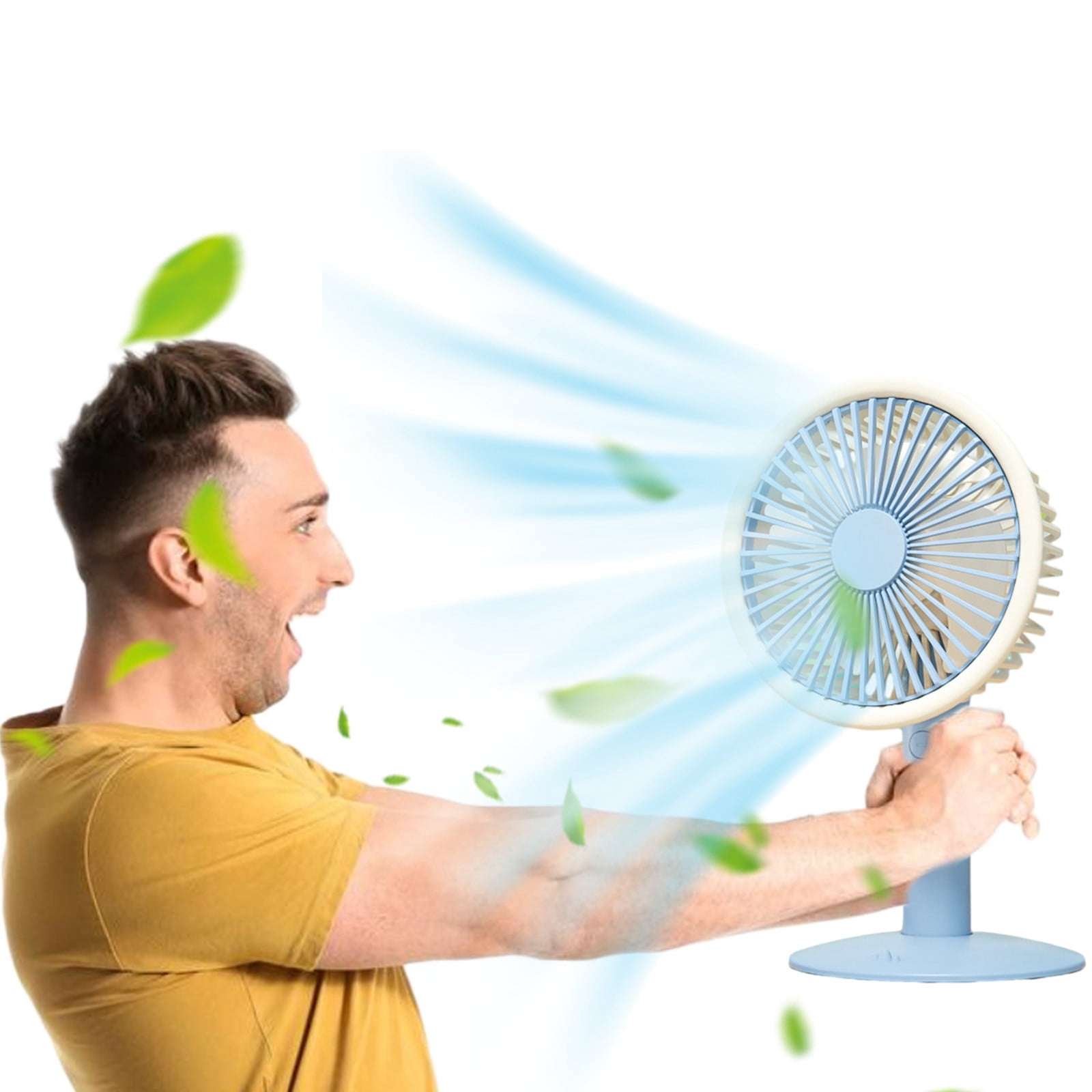 RuiHua Rechargeable Battery Operated Floor Fan, 16 inch Yellow Industrial High Velocity Drum Fan, Shop Fan for Camping Gym