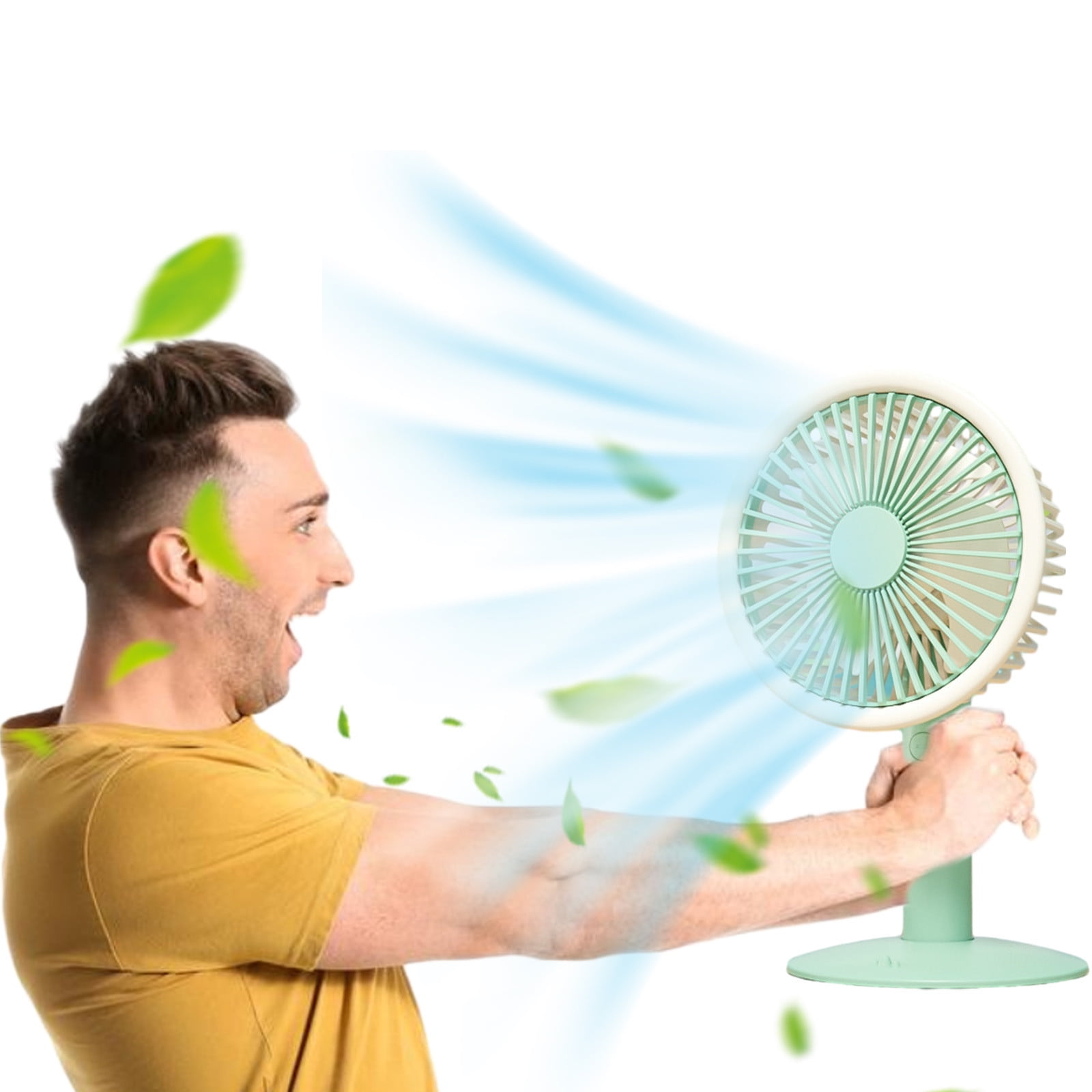 RuiHua Rechargeable Battery Operated Floor Fan, 16 inch Yellow Industrial High Velocity Drum Fan, Shop Fan for Camping Gym