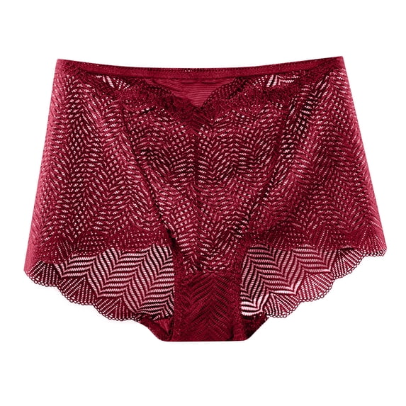 hoksml Sheer High Waist Panties for Women Breathable Mesh Lace Hollow Out Underwear Solid Color Comfortable Briefs