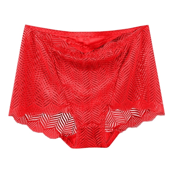 hoksml Sheer High Waist Panties for Women Breathable Mesh Lace Hollow Out Underwear Solid Color Comfortable Briefs