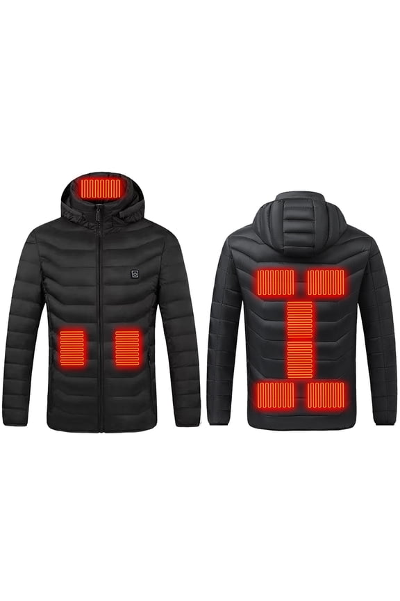 Smart Heated Jacket for Men and Women with 9-Zone Temperature Control USB Powered Rechargeable Battery Detachable Hood Winter Heating Coat
