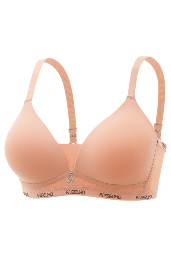 Smooth Plunge Bra for Women Wireless Comfort Bralette with Star Detail and Adjustable Straps
