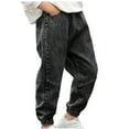 thumbnail image 1 of hoksml Spring Fall Boys' Jeans Pants Basic Casual Solid Elastic Waist Pockets Long Loose Cuffed Bottom Denim Pants, 1 of 6