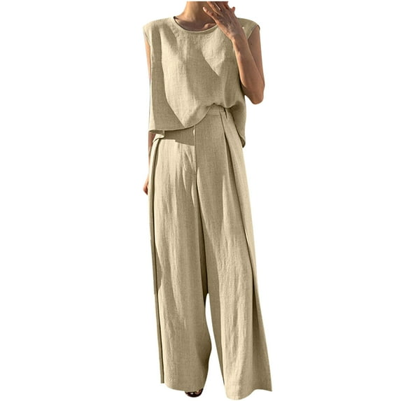 hoksml Summer 2PC Outfits for Women Elegant, Women's Summer Suit Fashion Short Sleeve Solid Color Trousers Casual Two-Piece Suit Clearance
