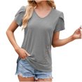 thumbnail image 1 of hoksml Summer Clothes for Women, Running Sports T-Shirts Fashionable Round Neck Patchwork Sleeves Solid Color Short Sleeved Top 2025 on Clearance, 1 of 5