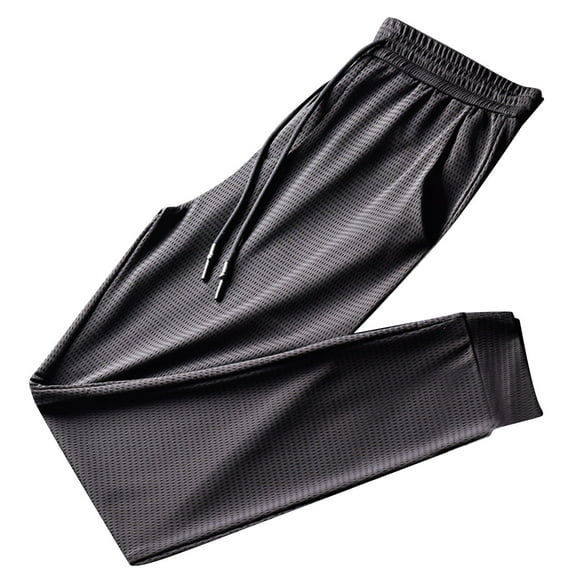 hoksml Summer Men's Athletic Pants Quick-drying Pants Workout Jogger Pants Solid Color Casual Drawstring Elastic Waist Breathable Running Pants Sweatpants