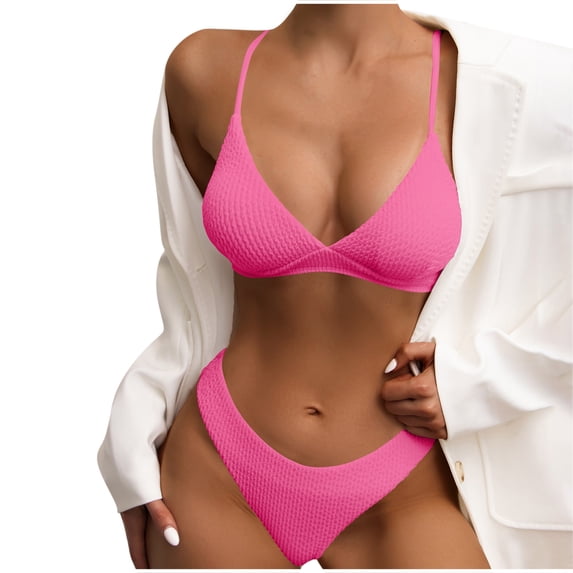 hoksml Supportive Swimsuits for Women,Fashion Women Split Swimsuit Show Waist Solid Color Sexy Bikini