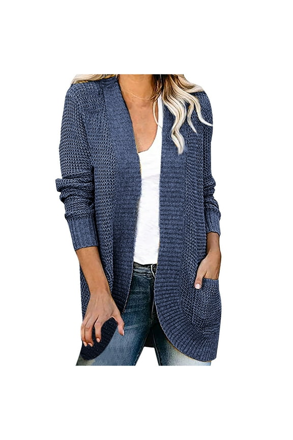 Sweater Jacket for Women, Clearance Autumn And Winter Women's Casual Solid Long Cardigan Outwear Casual Tops Jacket Sweaters With Pocket