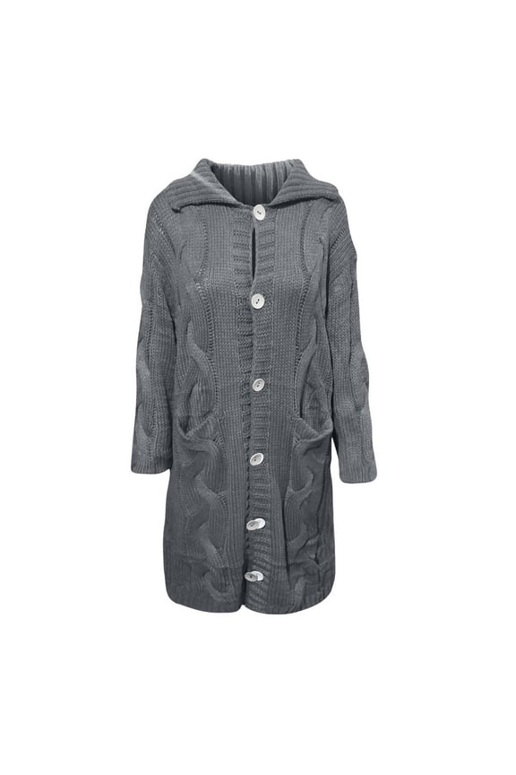 Sweater Jacket for Women, Clearance Women Hood Cardigan Large Size Sweater Pocket Single Breasted Long Sleeves Coat