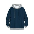 thumbnail image 1 of hoksml Sweatshirts for Men, Active Hoodies Sweatshirt Color Block Long Sleeve Hoodie Drawstring Pullover Sports Running Shirt, 1 of 3