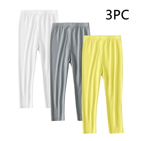 hoksml The Children's Place Girls Leggings 3 Pack Solid Color Thin Elastic Waist Home Wear Sleep Pants for 2-13 Years Boy Girls Kids