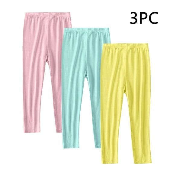 hoksml The Children's Place Girls Leggings 3 Pack Solid Color Thin Elastic Waist Home Wear Sleep Pants for 2-13 Years Boy Girls Kids