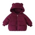 thumbnail image 1 of hoksml Toddler Corduroy Down Jacket with Hood, Boys Girls Winter Coat (1-6 Years) Soft Warm Cotton Blend Puffer Coat, 1 of 3