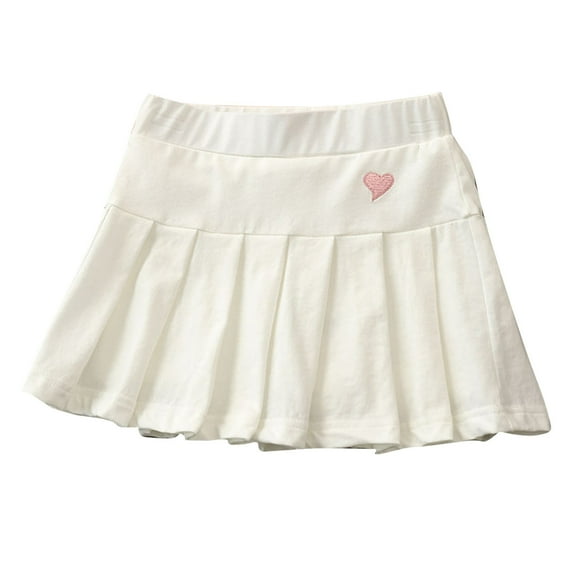 hoksml Toddler Girl Scooter Skirt Heart Printed Baby Botton Short Skirts Sports Cute Skorts for 3-13 Years Kids