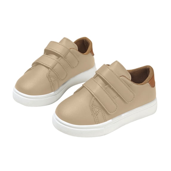 hoksml Toddler Girls Hook and Loop Strap Sneakers, Faux Leather Casual Walking Shoes with Non-Slip Sole for Kids Daily Wear