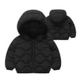 thumbnail image 1 of hoksml Toddler Kids Boys Girls Winter Fleece Padded Quilted Jacket Solid Color Soft Lightweight Hooded Zip Down Coat With Pocket, 1 of 9
