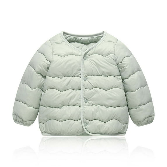 hoksml Toddler Puffer Jacket No Collar Lightweight Snap Front Coat Unisex Kids Thin Quilted Jacket (1-6 Years)
