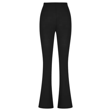 hoksml Trousers for Women, Women's Elastic Waist Flare Pants Solid Color Elastic Sports Yoga Pants on Clearance