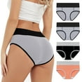 thumbnail image 1 of hoksml Underwear for Women High Waist Briefs Comfortable Ladies Plus Size Panties Women's Physiological Underpants 4 Pack M-5XL, 1 of 9