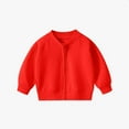 thumbnail image 1 of hoksml Unisex Kids Baseball Jacket Boys Girls Solid Color Zip Up Varsity Jacket Sleeve Raglan Style Sporty Coat Casual Outerwear for Toddler, 1 of 7