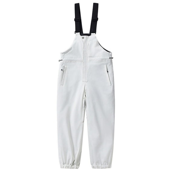 hoksml Unisex Kids' Color-Block Ski Overalls - Insulated Waterproof Snow Pants Zipper Multiple Pockets Trousers