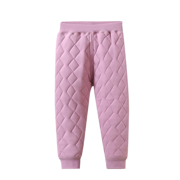 hoksml Unisex Kids' Leggings, Boys Girls (1-15Y) Quilted Silk-Wadded Cotton Pants - Thickened Thermal Trousers with Elastic Waist Tapered Cuffs