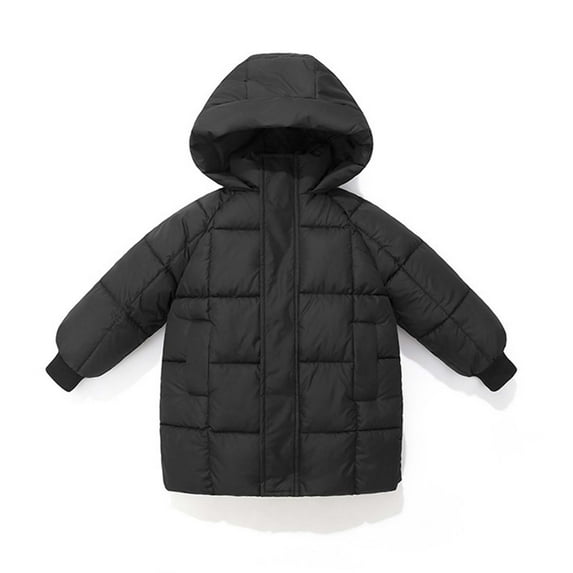 hoksml Unisex Kids Long Puffer Coat with Hood Lightweight Loose Fit Winter Down Jacket Warm Insulated Parka with Pockets