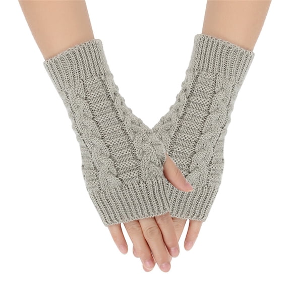 hoksml Unisex Ribbed Knit Fingerless Gloves Mid-Long Solid Color Arm Warmers for Women Men