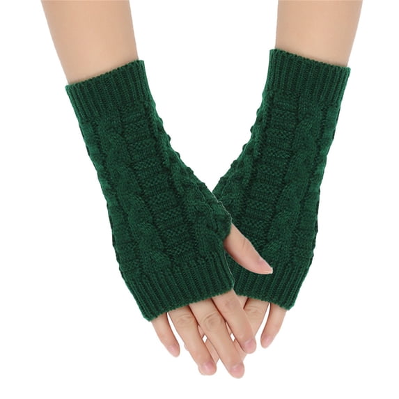 hoksml Unisex Ribbed Knit Fingerless Gloves Mid-Long Solid Color Arm Warmers for Women Men