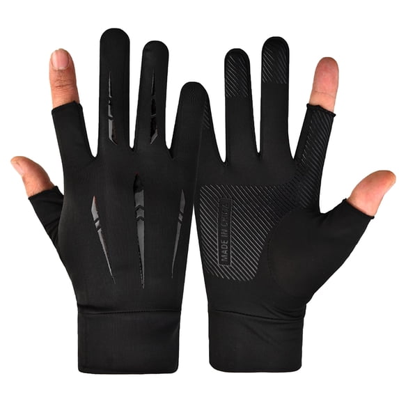 hoksml Unisex Sun Protection Gloves Breathable Ice Silk with Fingerless Design for Driving Fishing